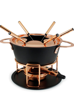 Swissmar Realp 11pc Cast Aluminum Fondue Set Copper
