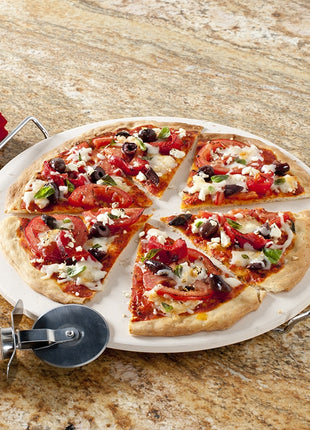 Italian Pizza Stone set with cutter and rack